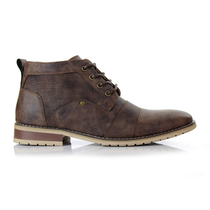 Ferro Aldo Men's Blaine Cap Toe Chukka Boots | Lace-Up Ankle Dress Boot with Side Zipper | MFA806035 | in Chestnut Brown, Size 6.5 - Image 2
